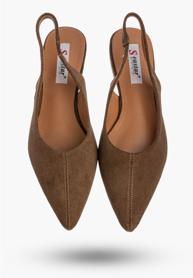 Baleriny  Damskie Slingback Buty z odkrytą piętą Eleganckie Brązowe