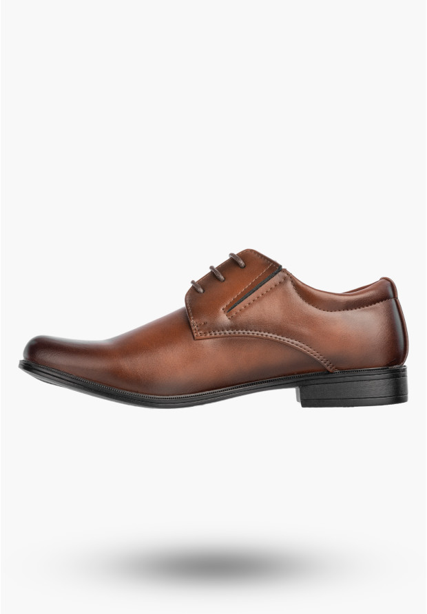 Buty Chłopięce Ekoskóra Eleganckie Wizytowe Komunijne Półbuty Brązowe