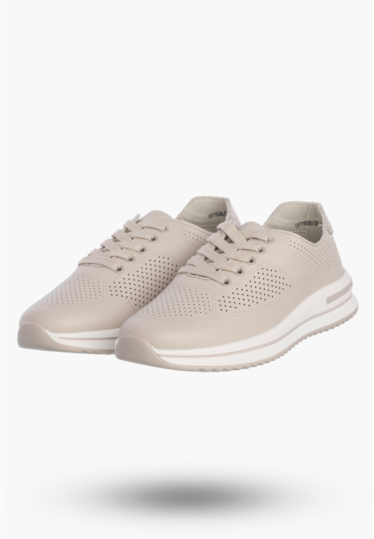 Półbuty Damskie Buty Skórzane Sneakersy Ażurowe Beżowe Filippo DP7608/26