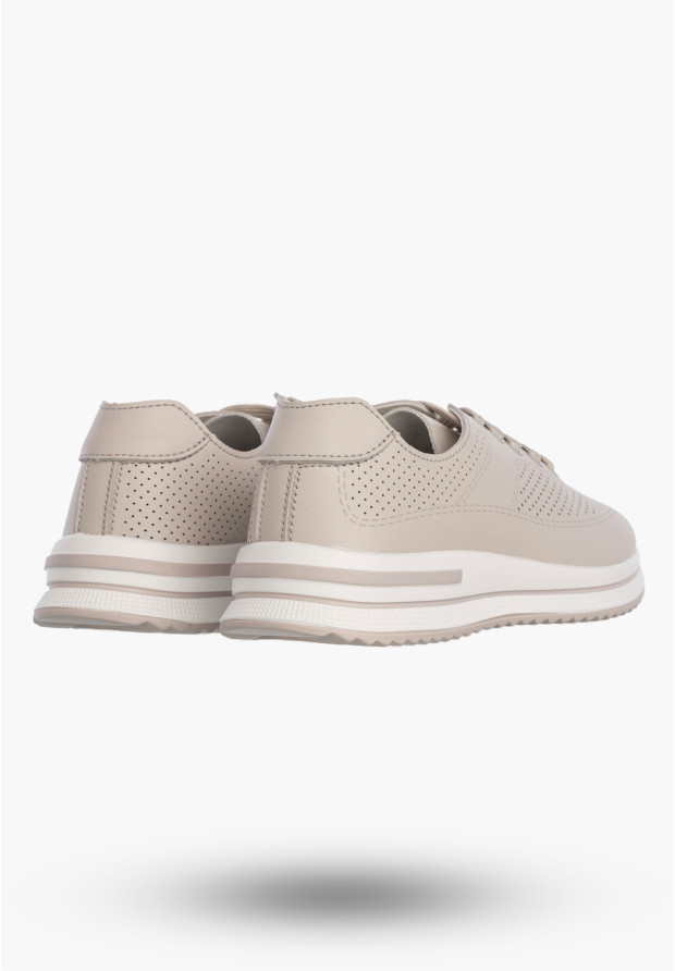 Półbuty Damskie Buty Skórzane Sneakersy Ażurowe Beżowe Filippo DP7608/26