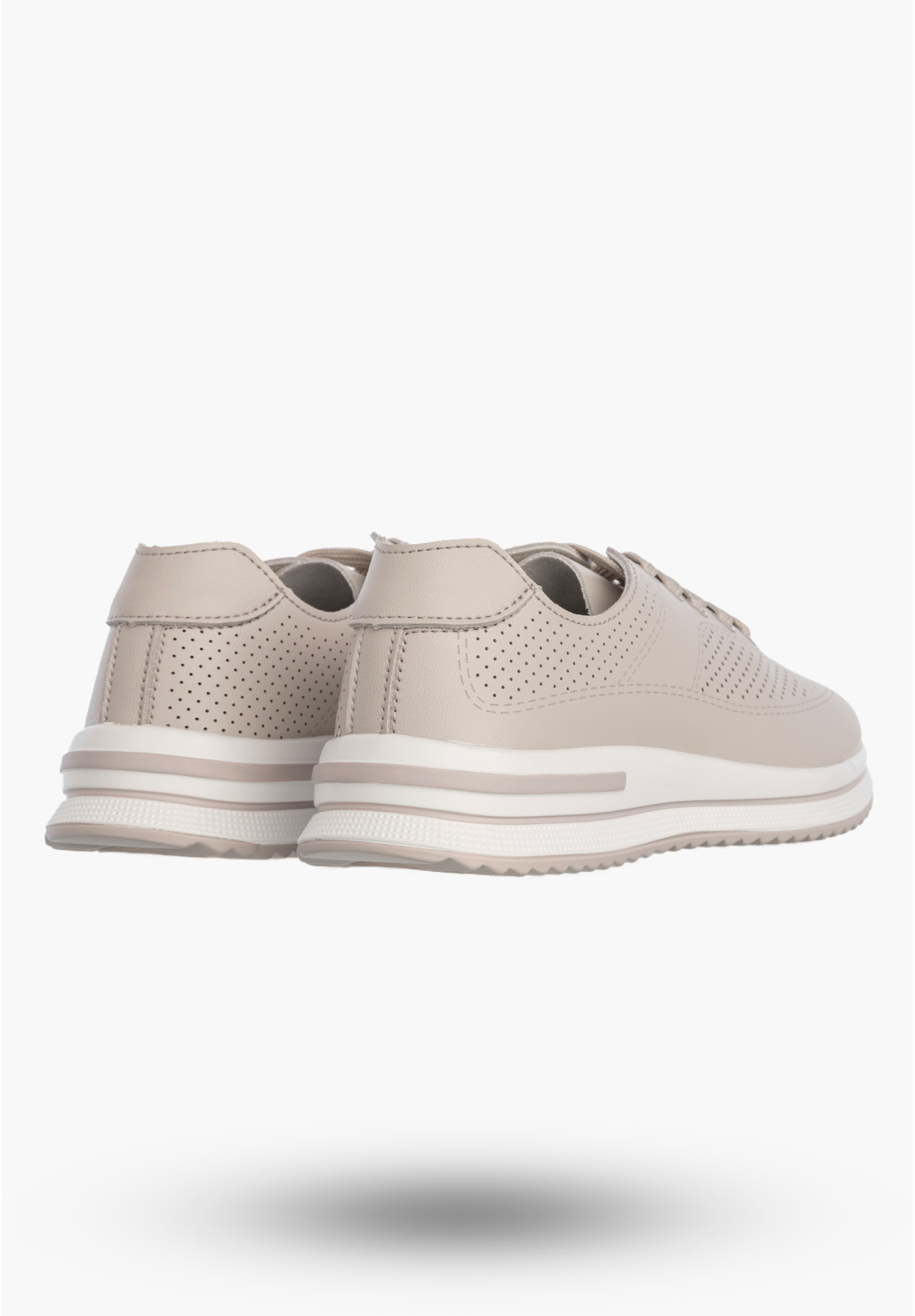 Półbuty Damskie Buty Skórzane Sneakersy Ażurowe Beżowe Filippo DP7608/26