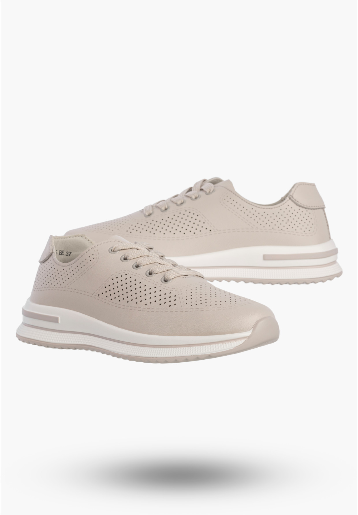 Półbuty Damskie Buty Skórzane Sneakersy Ażurowe Beżowe Filippo DP7608/26