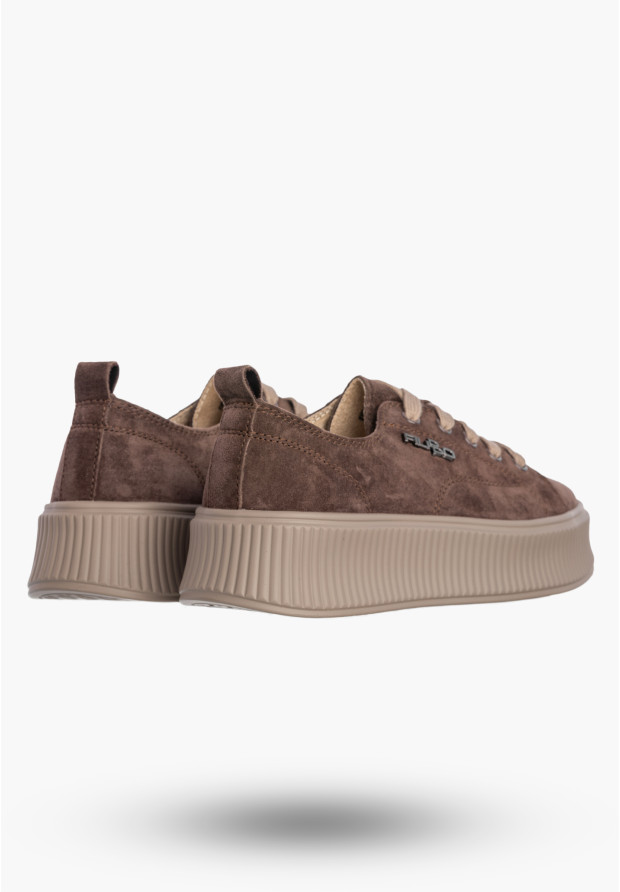 Sneakersy Damskie Buty Skórzane Zamszowe Na Platformie Brązowe Filippo DP6122/26
