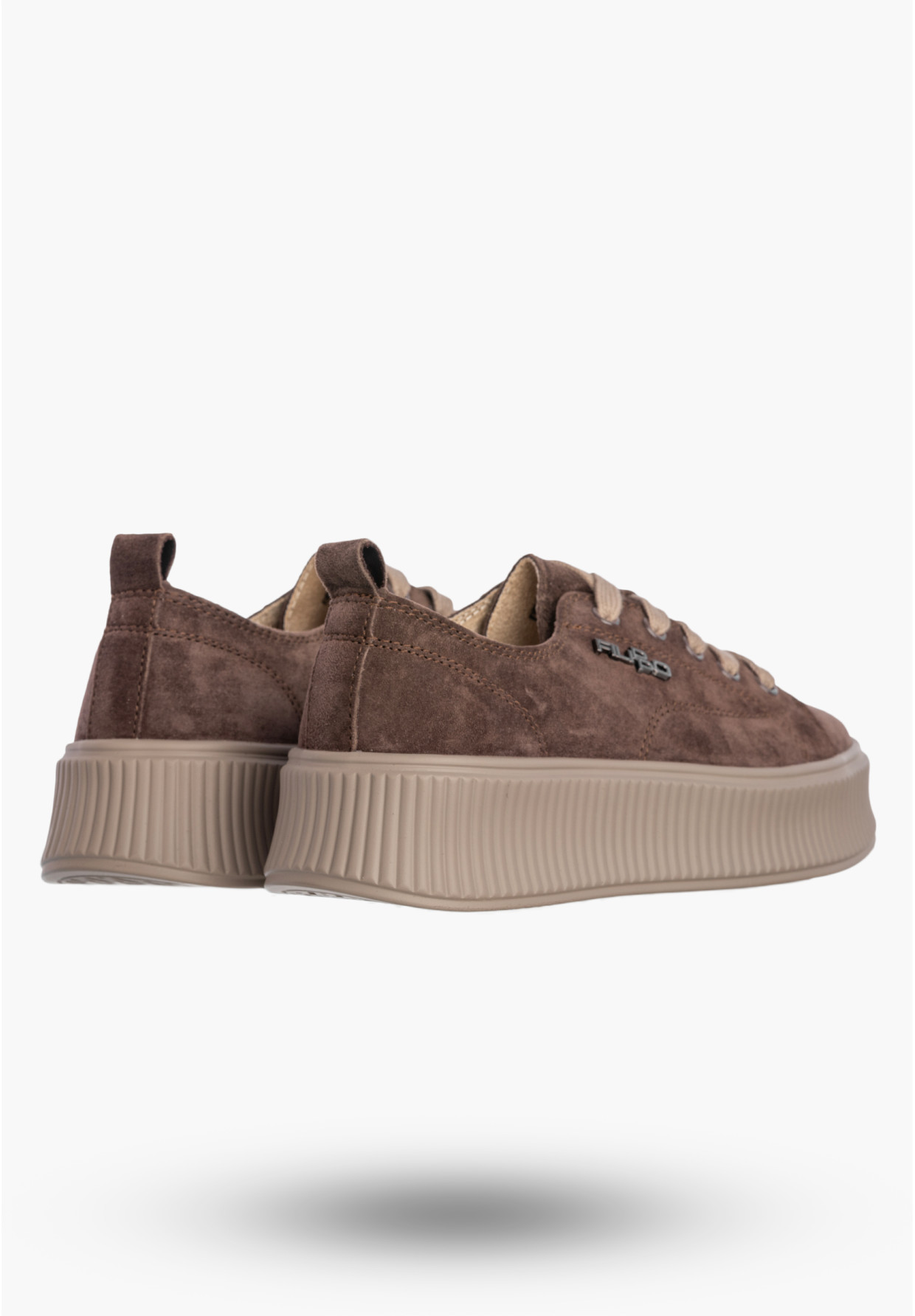 Sneakersy Damskie Buty Skórzane Zamszowe Na Platformie Brązowe Filippo DP6122/26