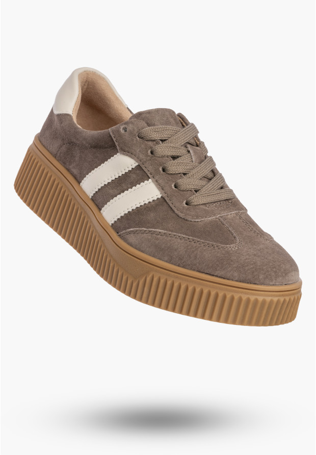 Skórzane sneakersy damskie Filippo beżowo brązowe