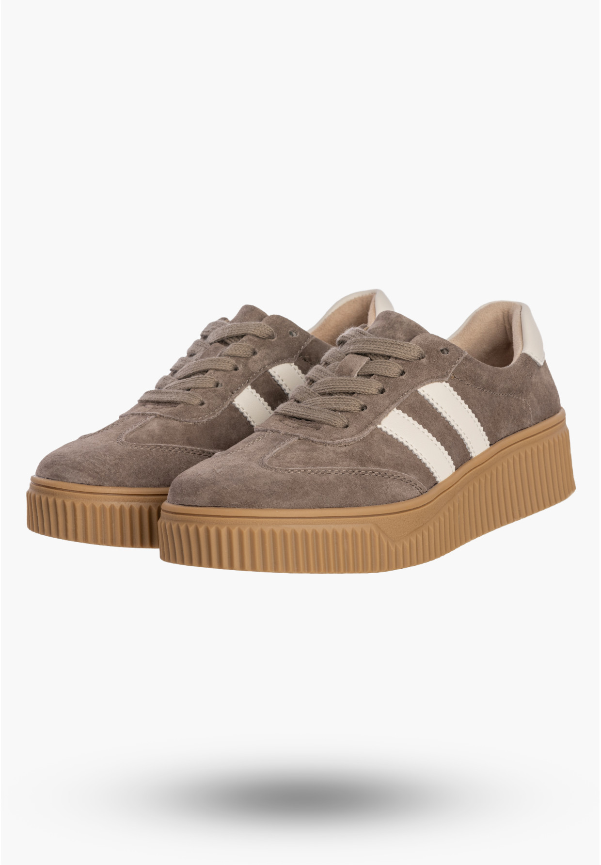 Sneakersy Damskie Buty Skórzane Półbuty Na Platformie Brązowe Filippo DP6776/26