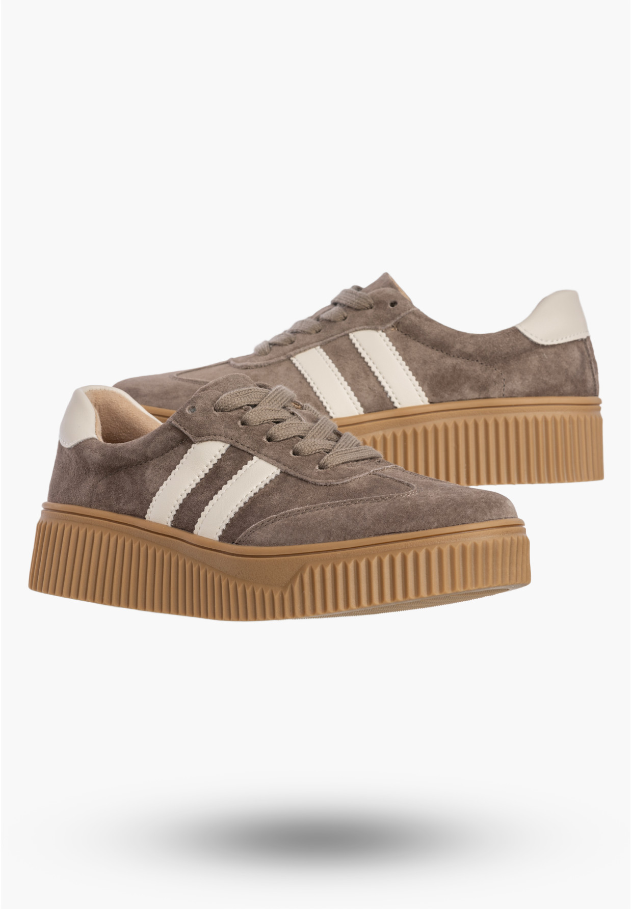 Sneakersy Damskie Buty Skórzane Półbuty Na Platformie Brązowe Filippo DP6776/26