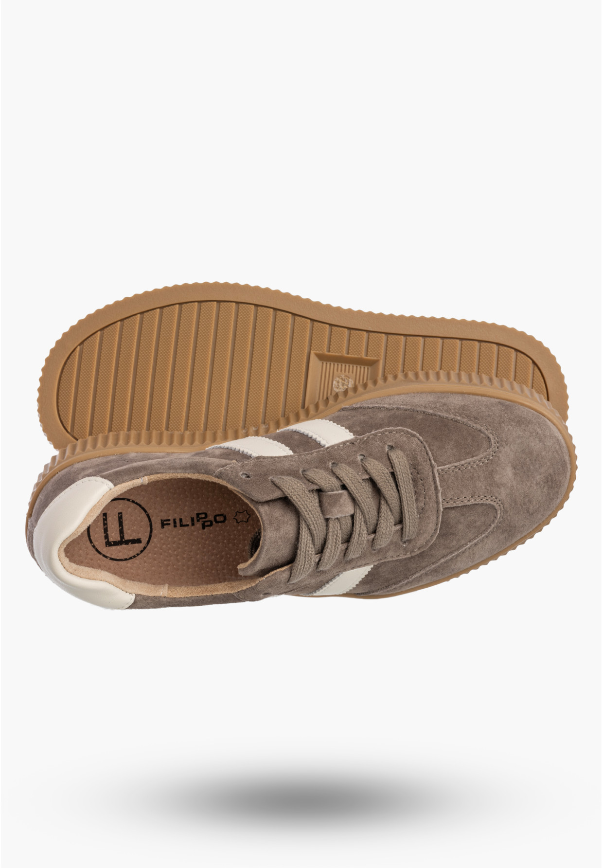Sneakersy Damskie Buty Skórzane Półbuty Na Platformie Brązowe Filippo DP6776/26