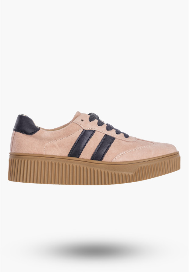 Sneakersy Damskie Buty Skórzane Półbuty Na Platformie Różowe Filippo DP6776/26