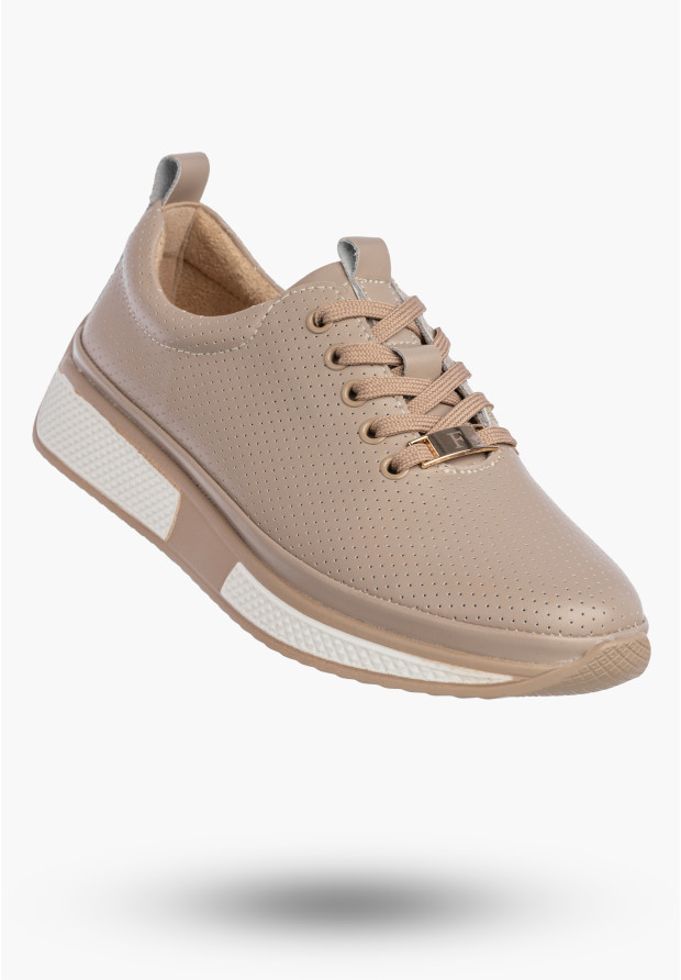Beżowe sneakersy damskie Filippo skórzane