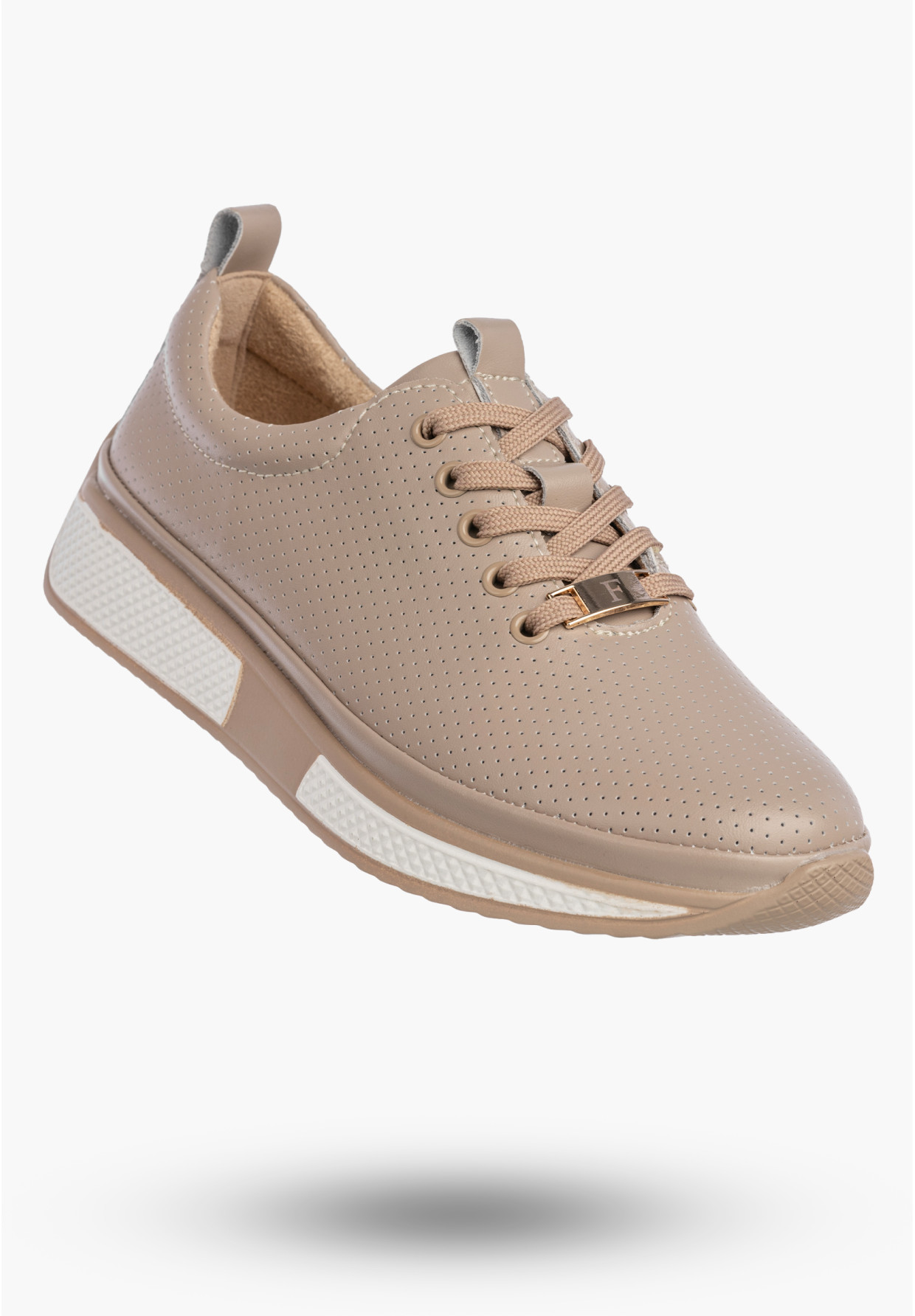 Sneakersy Damskie Buty Skórzane Półbuty Casual Beżowe Filippo DP6740/26
