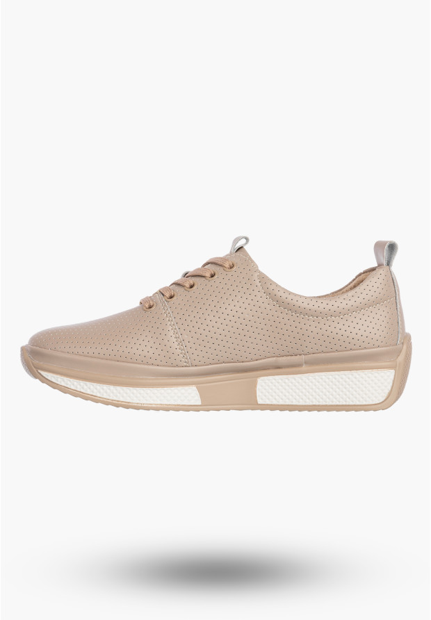 Sneakersy Damskie Buty Skórzane Półbuty Casual Beżowe Filippo DP6740/26