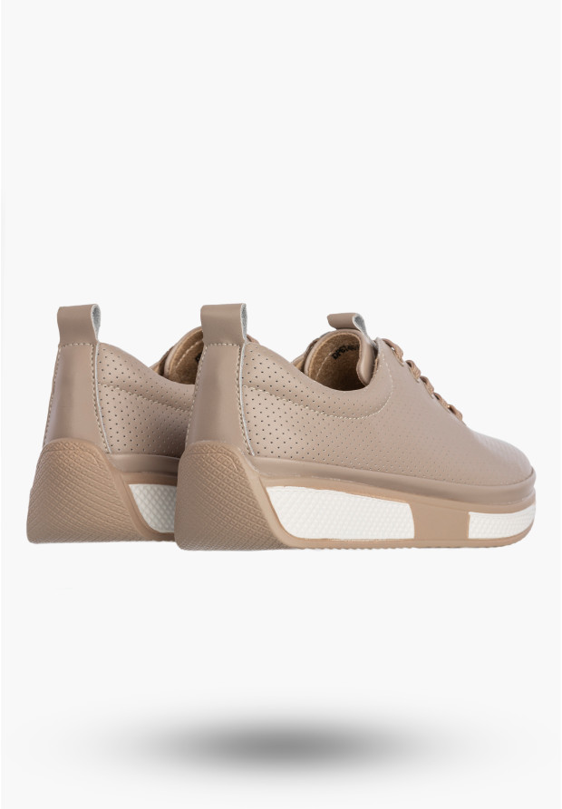 Sneakersy Damskie Buty Skórzane Półbuty Casual Beżowe Filippo DP6740/26
