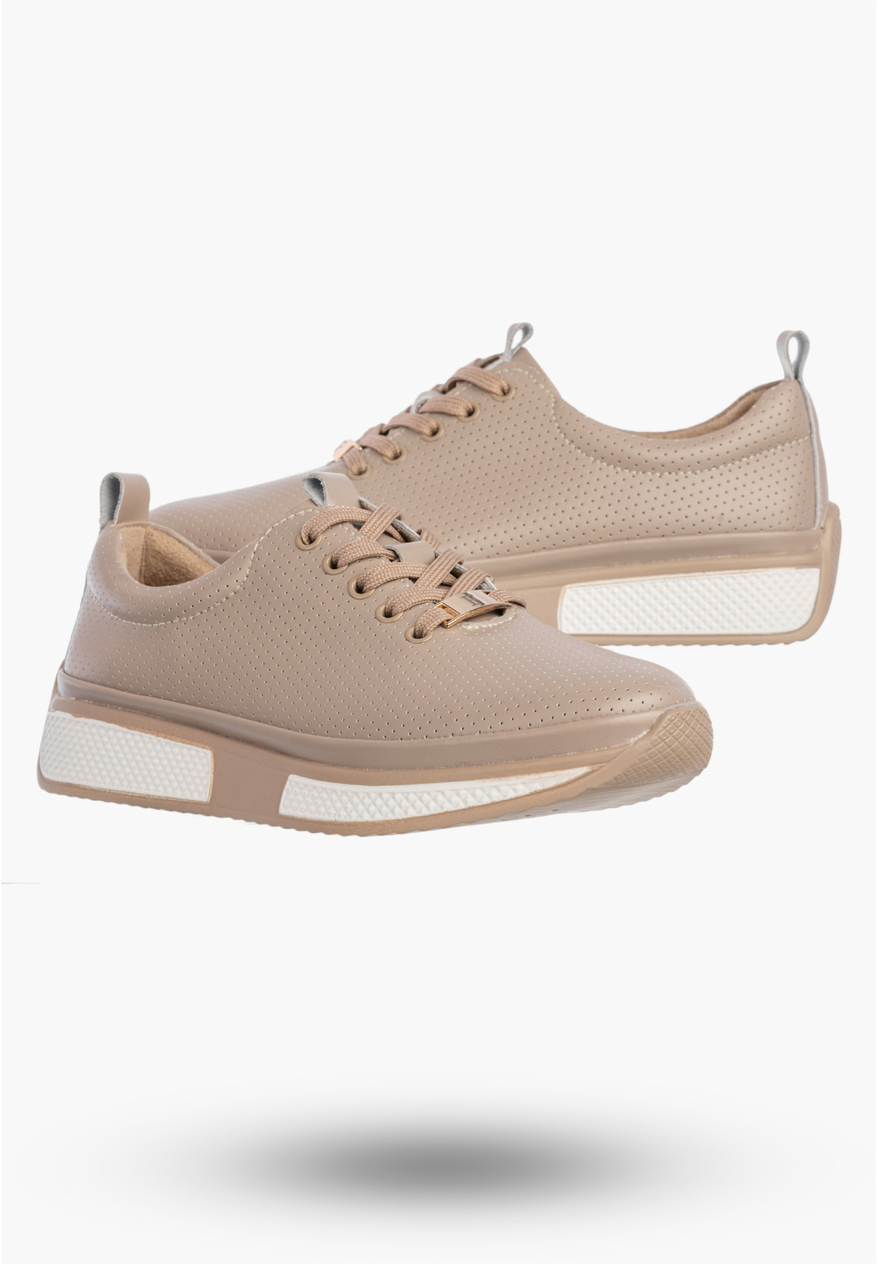 Sneakersy Damskie Buty Skórzane Półbuty Casual Beżowe Filippo DP6740/26