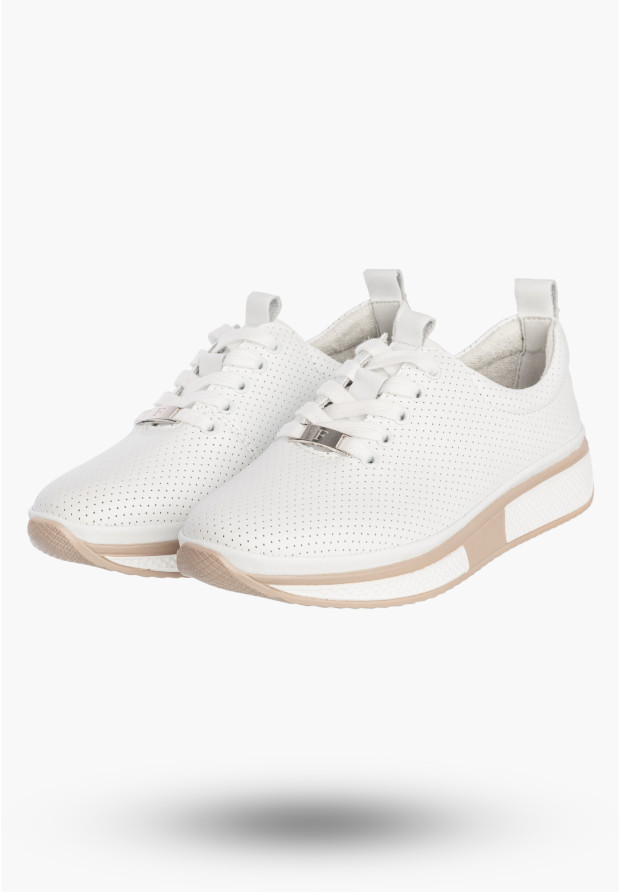 Sneakersy Damskie Buty Skórzane Półbuty Casual Białe Filippo DP6740/26