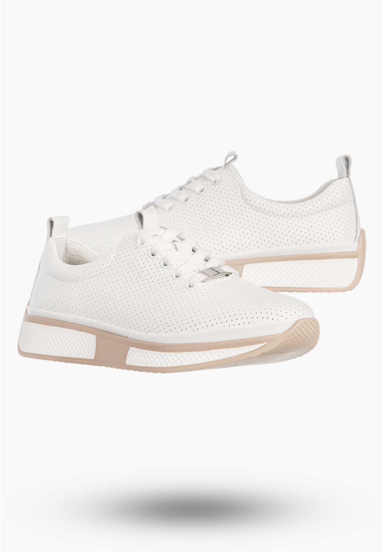 Sneakersy Damskie Buty Skórzane Półbuty Casual Białe Filippo DP6740/26