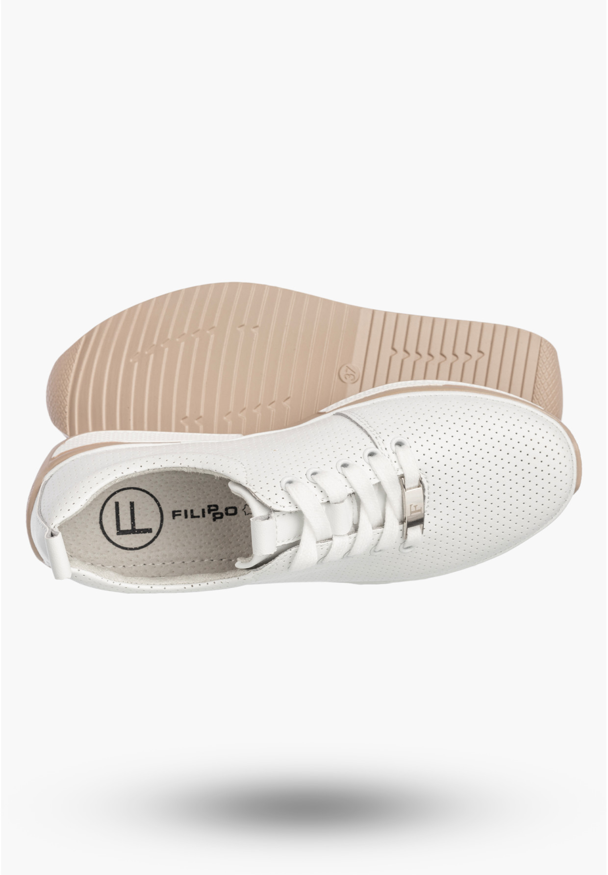 Sneakersy Damskie Buty Skórzane Półbuty Casual Białe Filippo DP6740/26