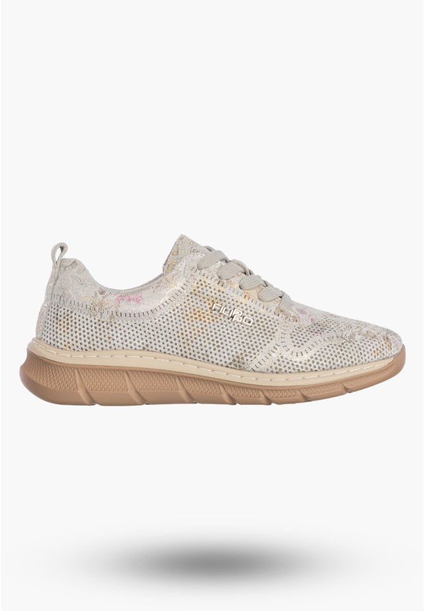Sneakersy Damskie Buty Skórzane Półbuty Lekkie Casual Szare Filippo DP7573/26