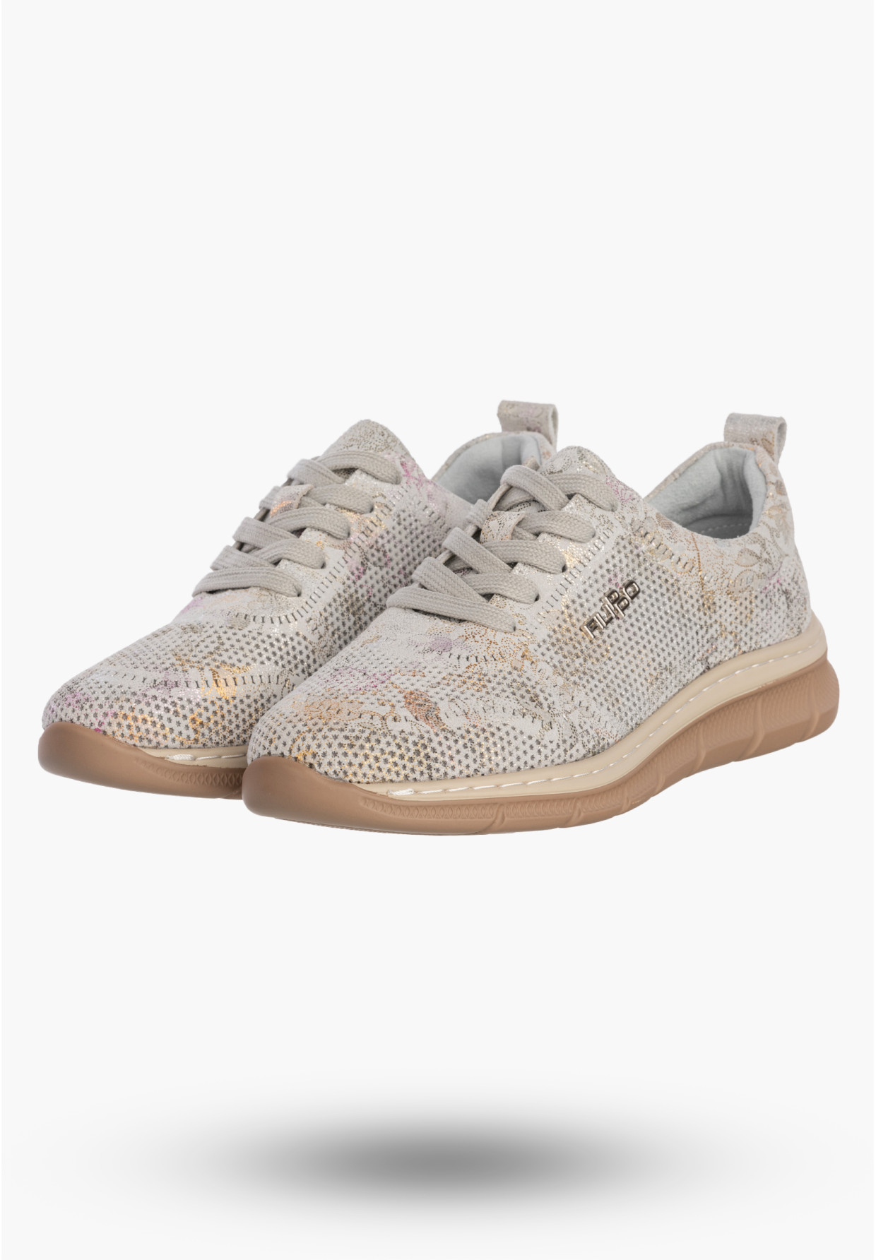 Sneakersy Damskie Buty Skórzane Półbuty Lekkie Casual Szare Filippo DP7573/26