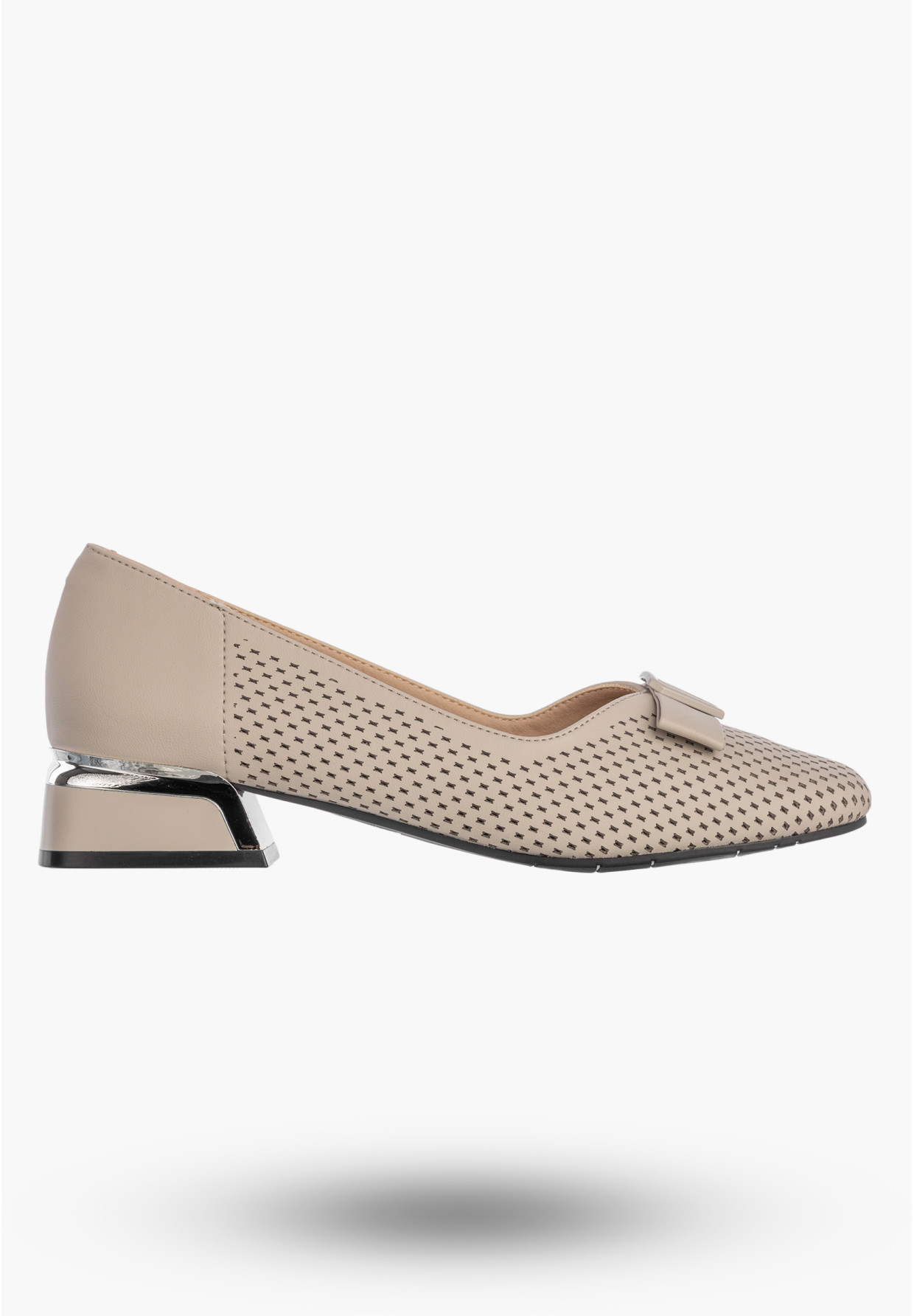 Czółenka Damskie Skórzane Buty Na Klocku Niskie Beżowe Filippo DP7713/26
