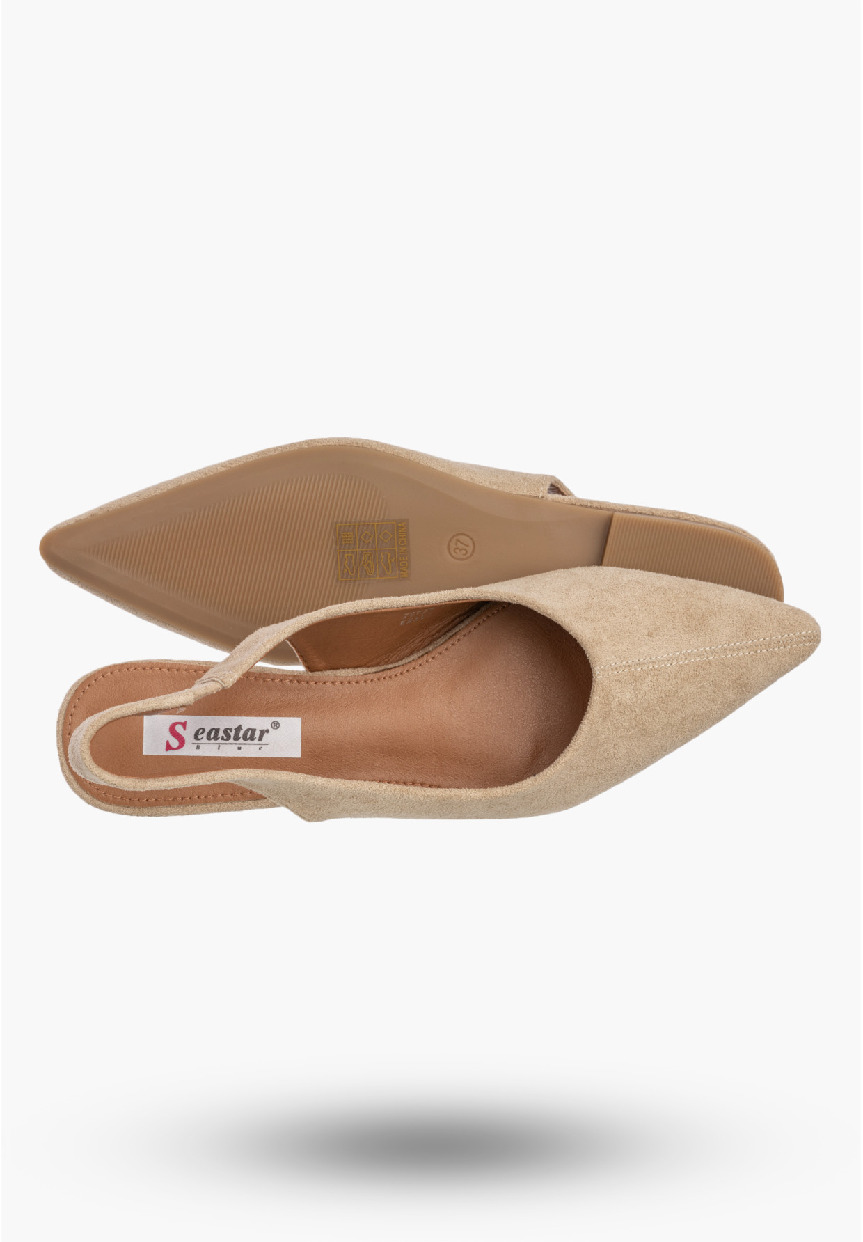 Baleriny  Damskie Slingback Buty z odkrytą piętą Eleganckie Beżowe