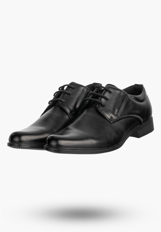 Buty Chłopięce Ekoskóra Eleganckie Wizytowe Komunijne Półbuty Czarne