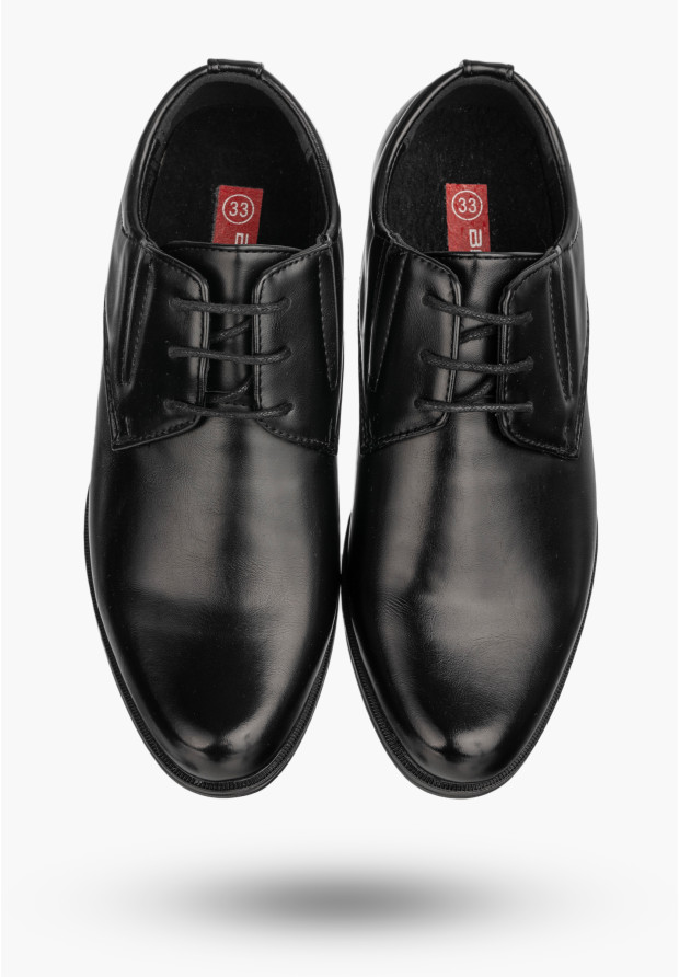 Buty Chłopięce Ekoskóra Eleganckie Wizytowe Komunijne Półbuty Czarne