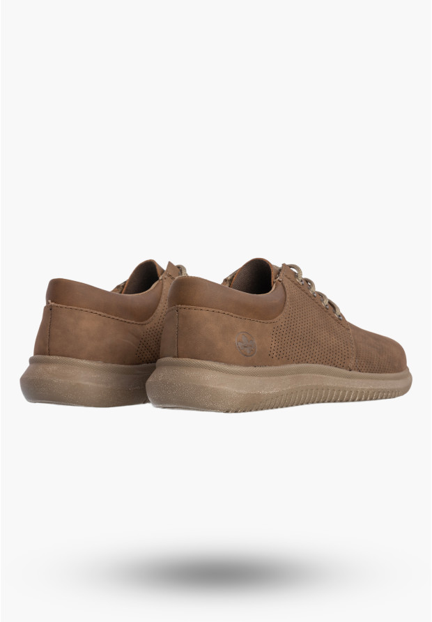 Buty Męskie RIEKER Półbuty Skórzane Eleganckie Casual Brązowe 10405-25