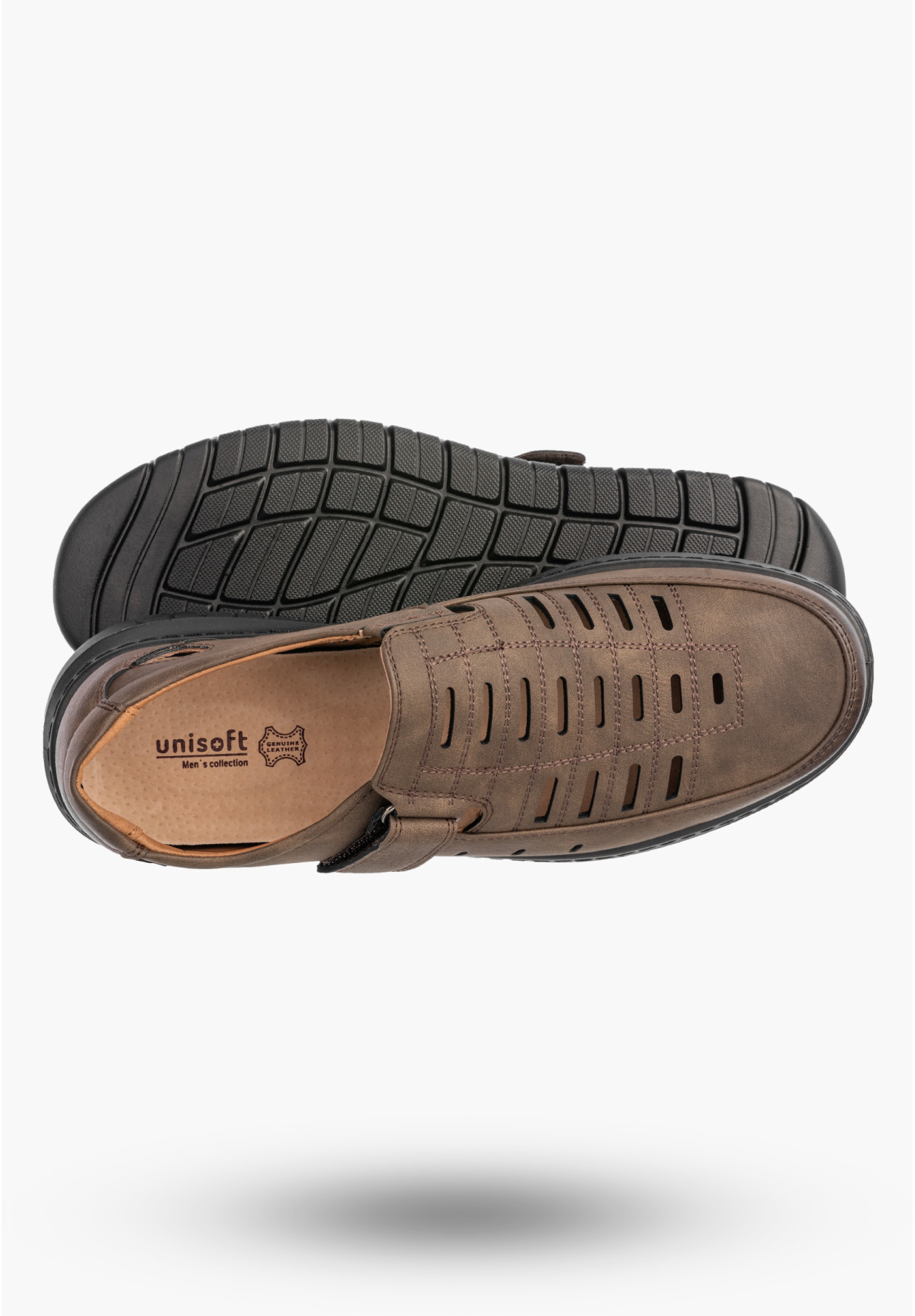 Półbuty Męskie Ekoskóra Eleganckie Buty Brązowe Unisoft 26MN-9743