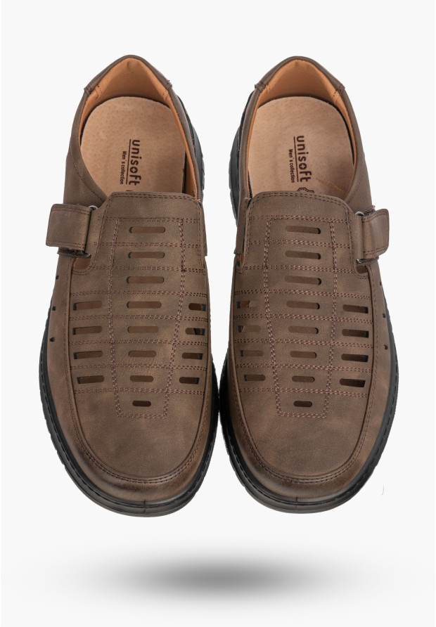 Półbuty Męskie Ekoskóra Eleganckie Buty Brązowe Unisoft 26MN-9743