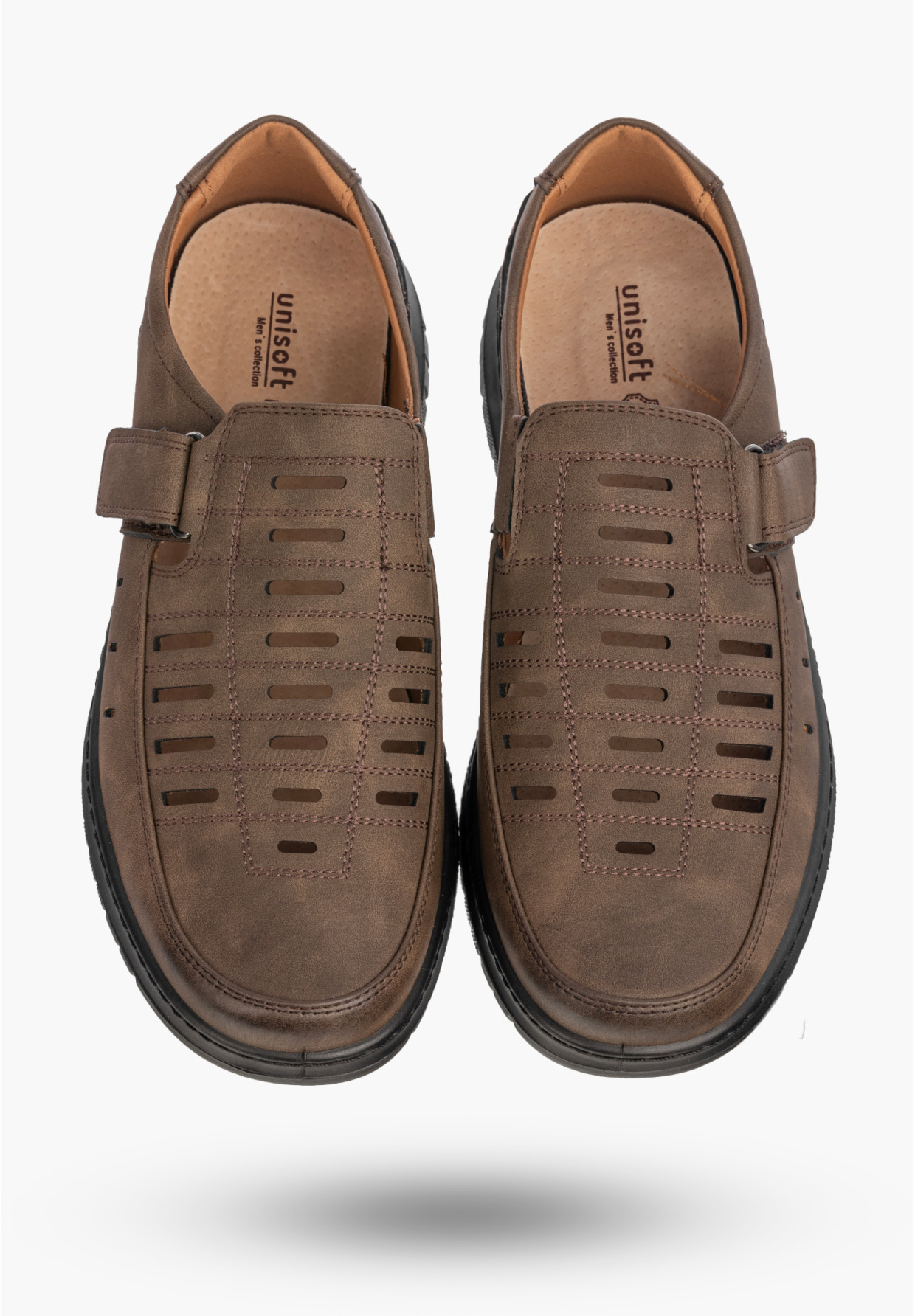 Półbuty Męskie Ekoskóra Eleganckie Buty Brązowe Unisoft 26MN-9743