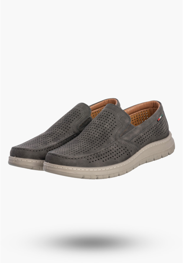 Mokasyny Męskie Ekoskóra Eleganckie Buty Półbuty Unisoft Szare 25MN16-8214
