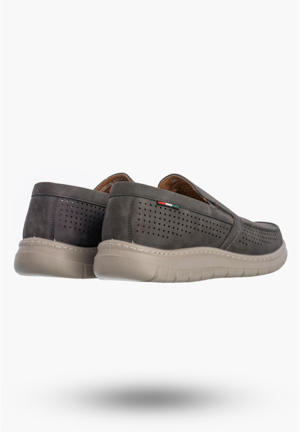 Mokasyny Męskie Ekoskóra Eleganckie Buty Półbuty Unisoft Szare 25MN16-8214