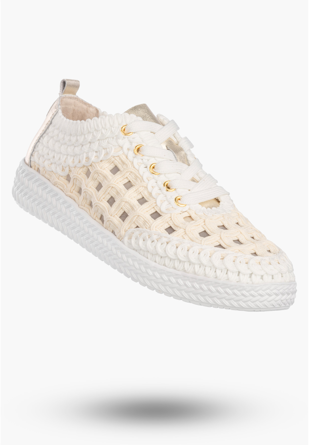Sneakersy Damskie Buty Skórzane Półbuty Trampki Plecione Białe D&A