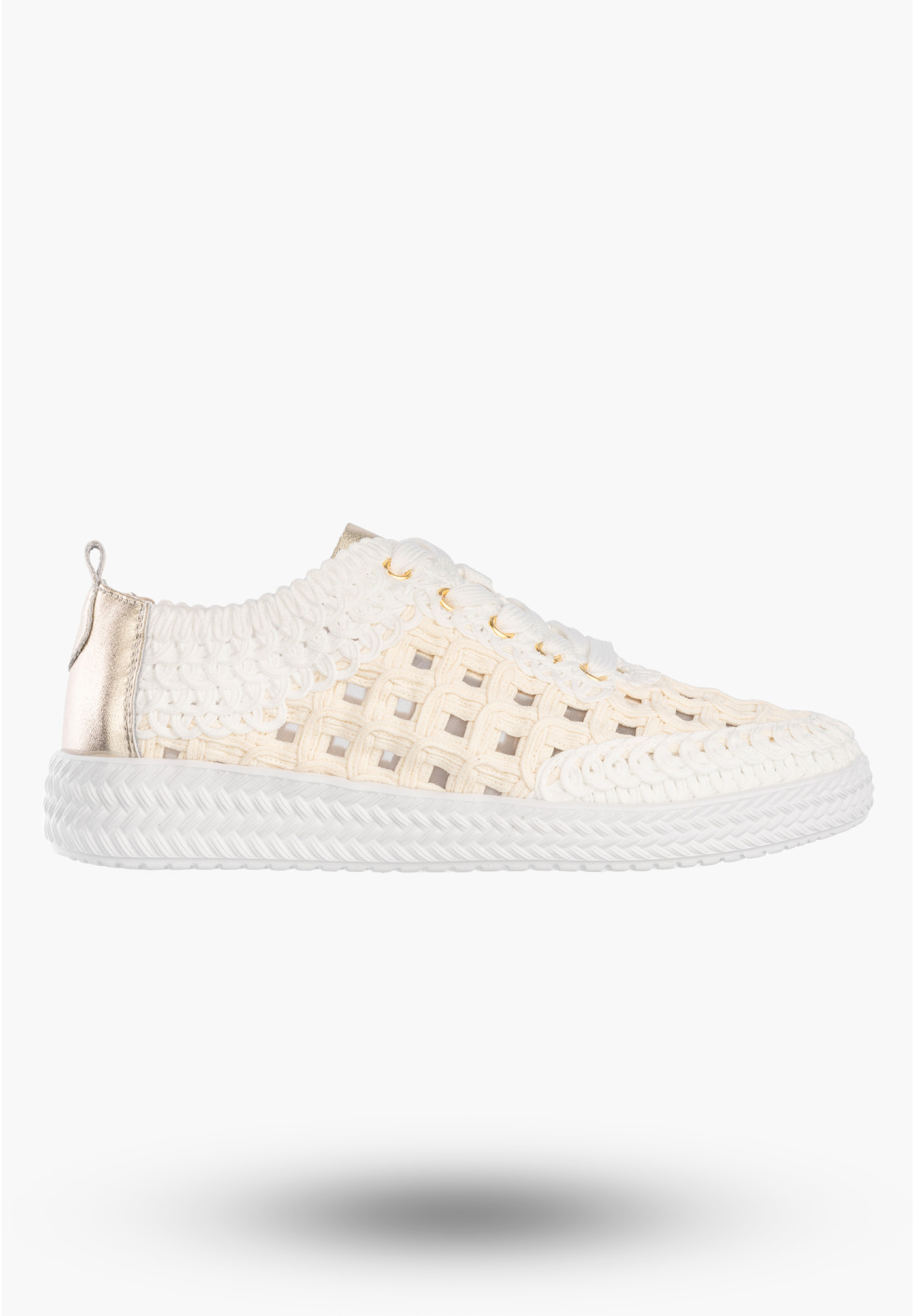 Sneakersy Damskie Buty Skórzane Półbuty Trampki Plecione Białe D&A
