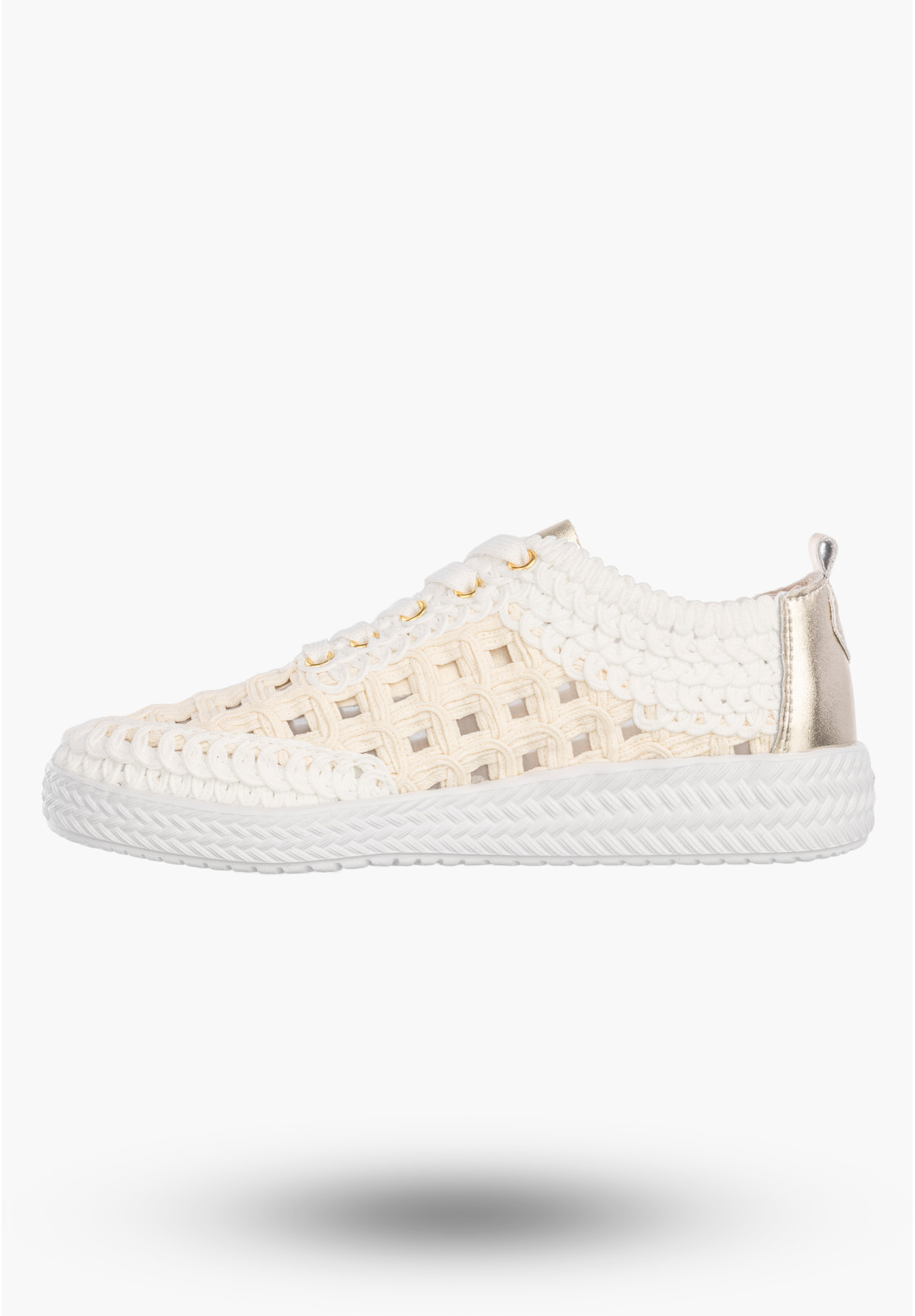 Sneakersy Damskie Buty Skórzane Półbuty Trampki Plecione Białe D&A