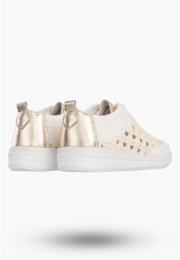 Sneakersy Damskie Buty Skórzane Półbuty Trampki Plecione Białe D&A
