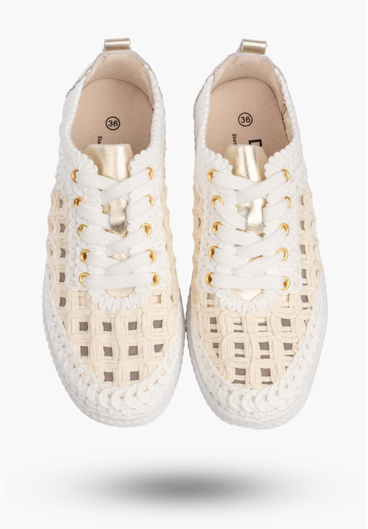 Sneakersy Damskie Buty Skórzane Półbuty Trampki Plecione Białe D&A