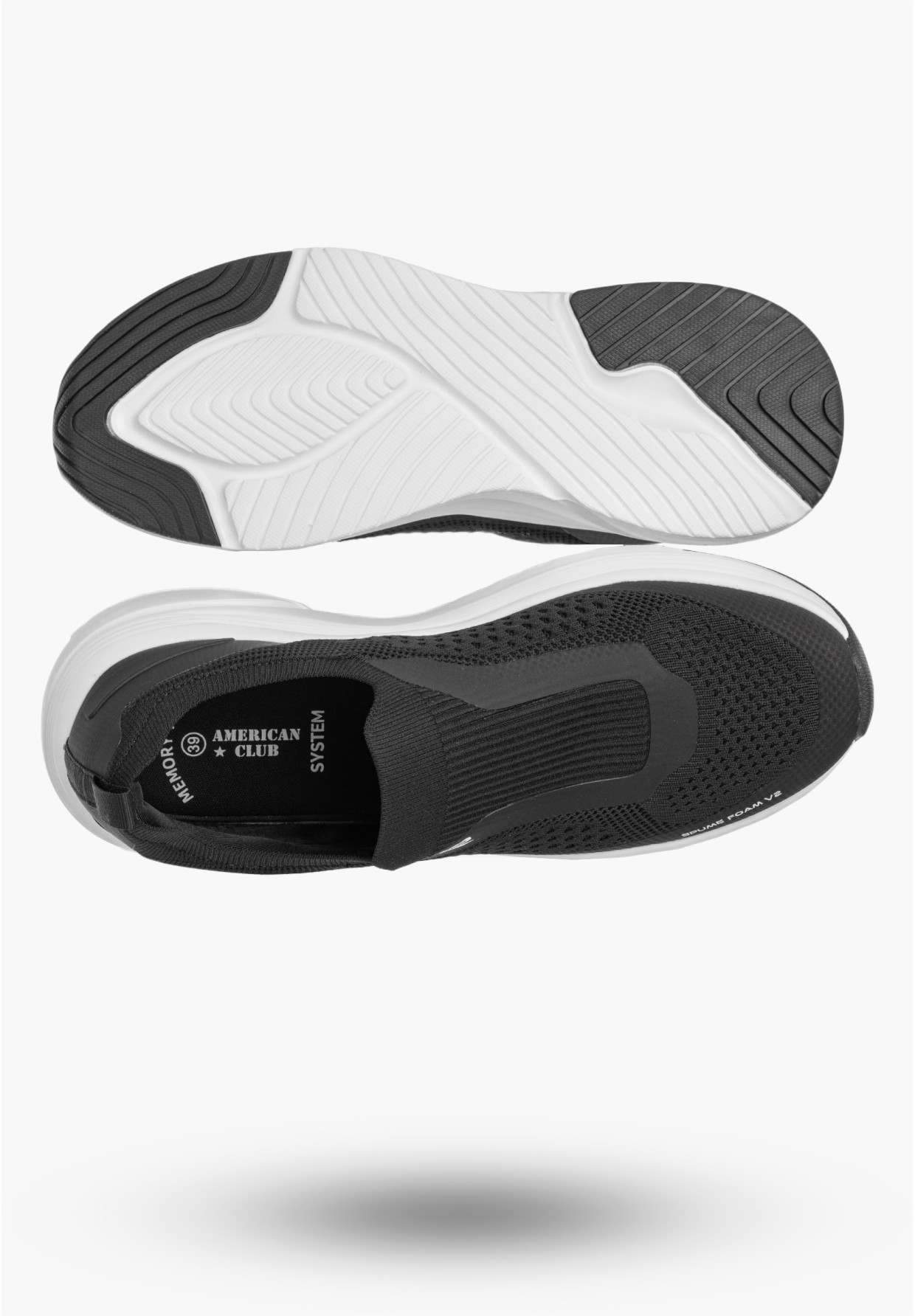Sneakersy Młodzieżowe Buty Sportowe Wsuwane Lekkie Czarne American Club RH 182