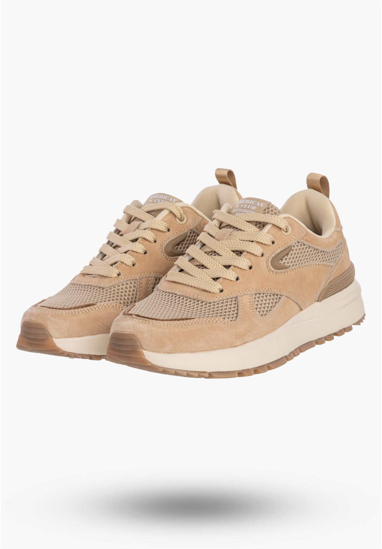 Sneakersy Damskie Buty Sportowe Casual Lekkie Beżowe American Club LE09