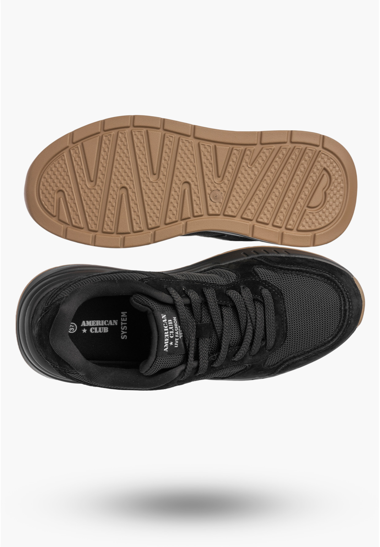 Sneakersy Damskie Buty Sportowe Casual Lekkie Czarne American Club LE08