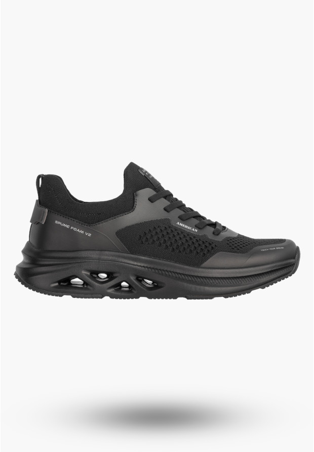 Sneakersy Męskie Buty Sportowe Lekkie Casual Czarne AMERICAN CLUB RH179