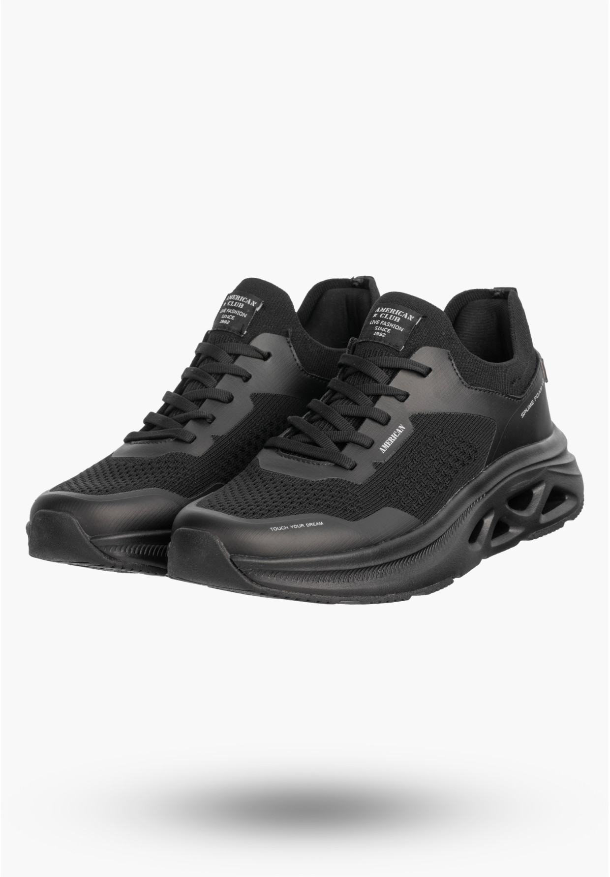 Sneakersy Męskie Buty Sportowe Lekkie Casual Czarne AMERICAN CLUB RH179