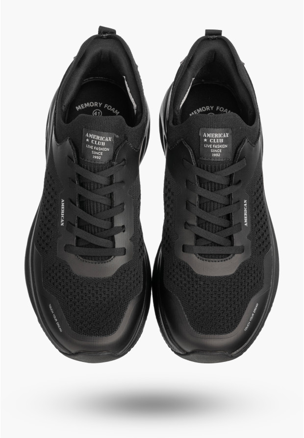 Sneakersy Męskie Buty Sportowe Lekkie Casual Czarne AMERICAN CLUB RH179