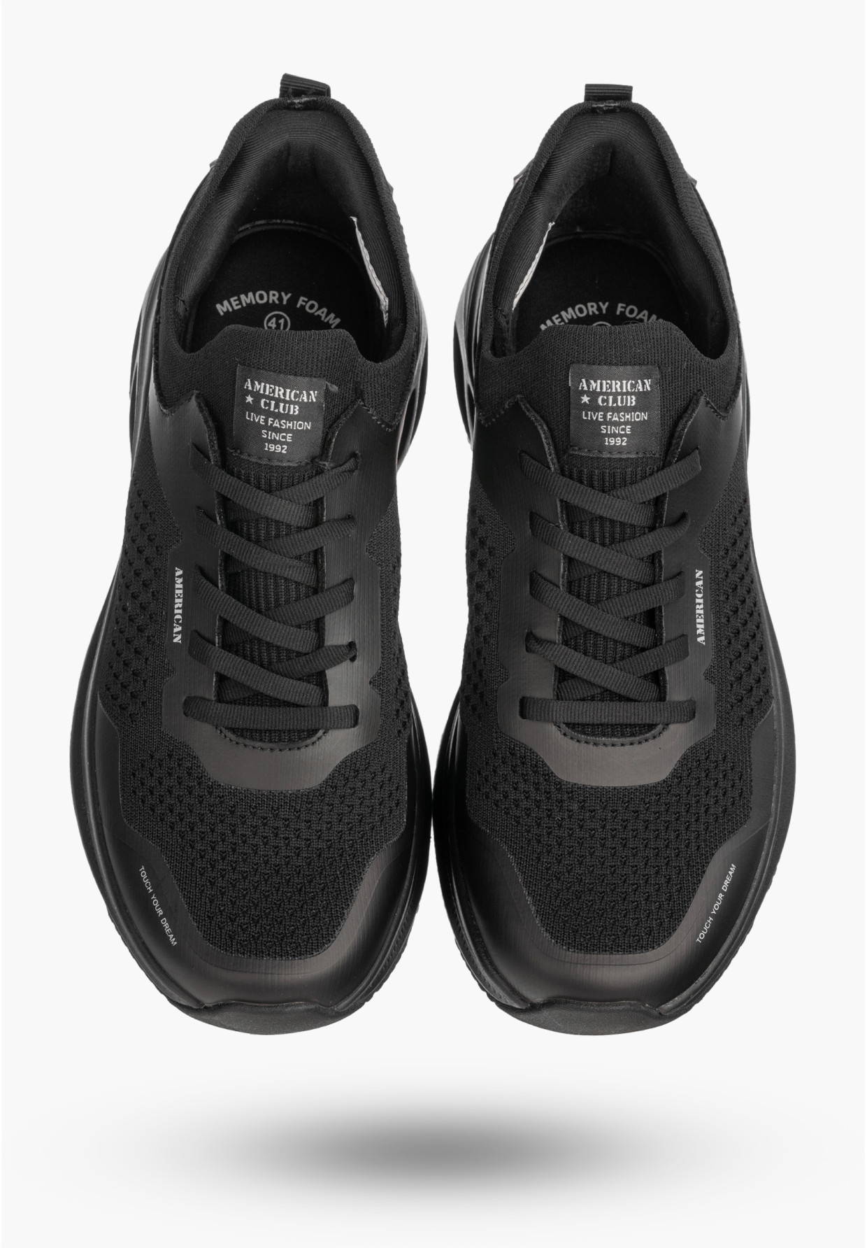 Sneakersy Męskie Buty Sportowe Lekkie Casual Czarne AMERICAN CLUB RH179