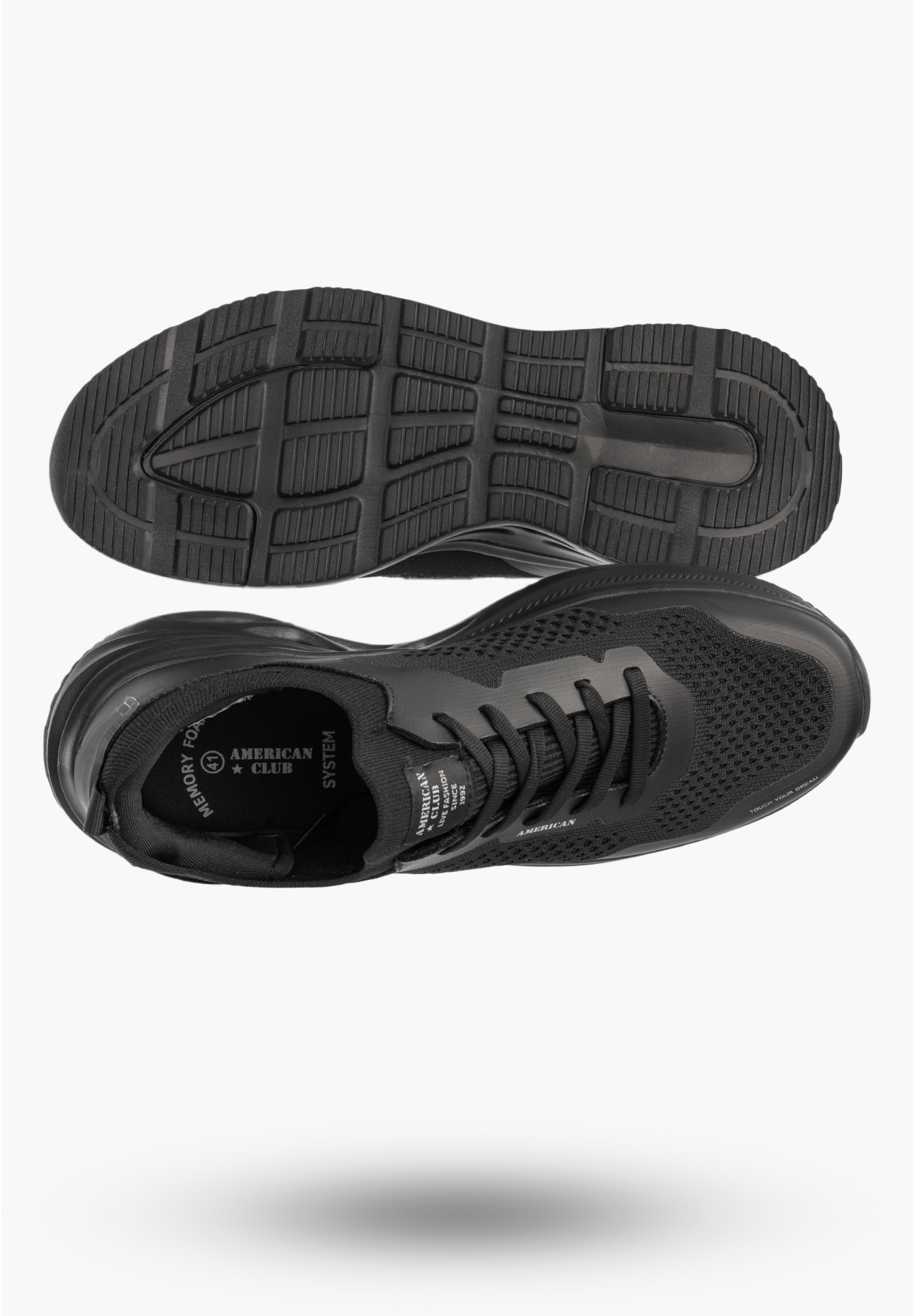 Sneakersy Męskie Buty Sportowe Lekkie Casual Czarne AMERICAN CLUB RH179