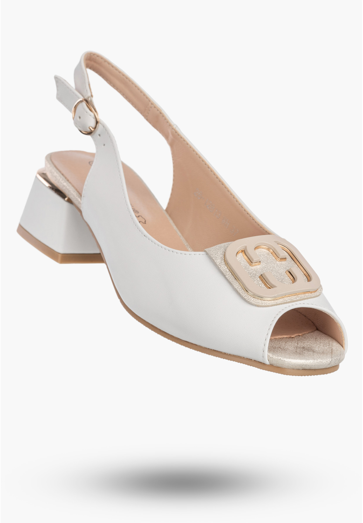 Sandały Damskie Ekoskóra Buty Na Klocku Niskie Eleganckie Białe 26-12813WH