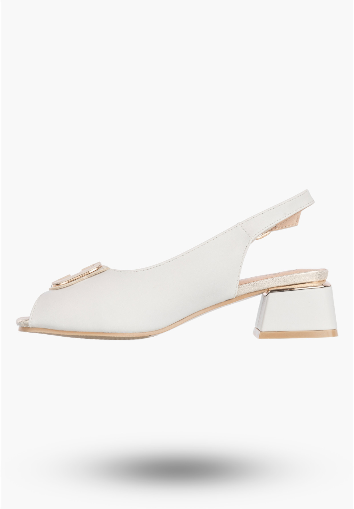Sandały Damskie Ekoskóra Buty Na Klocku Niskie Eleganckie Białe 26-12813WH