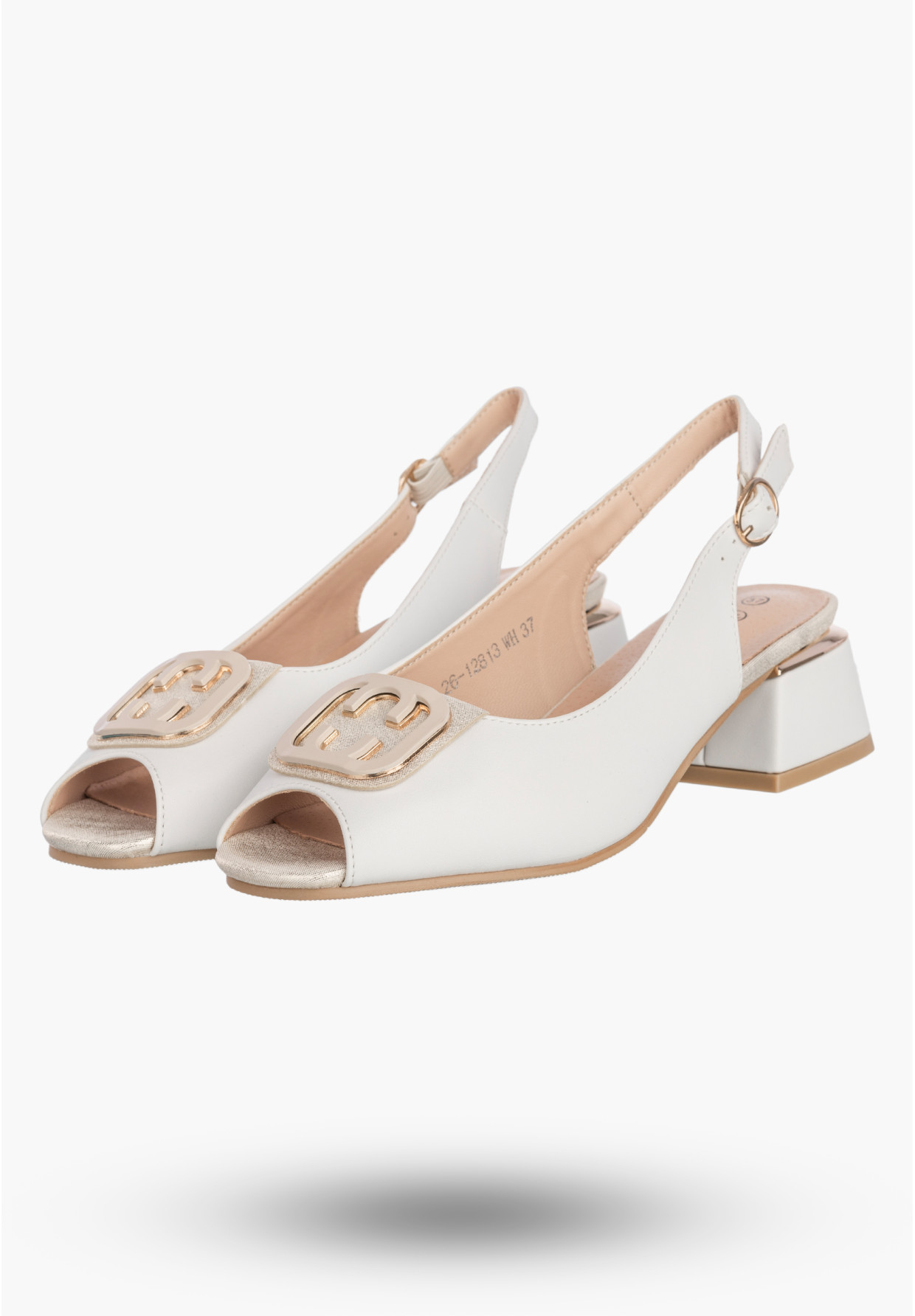 Sandały Damskie Ekoskóra Buty Na Klocku Niskie Eleganckie Białe 26-12813WH