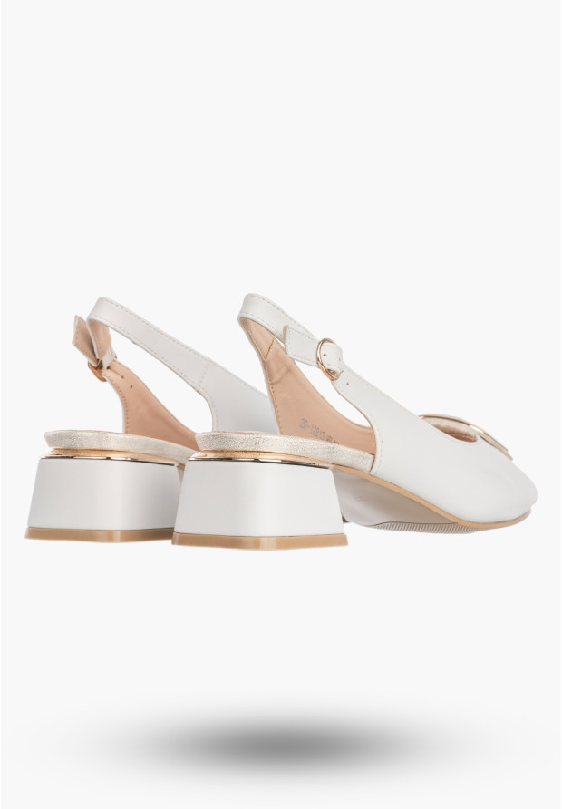 Sandały Damskie Ekoskóra Buty Na Klocku Niskie Eleganckie Białe 26-12813WH